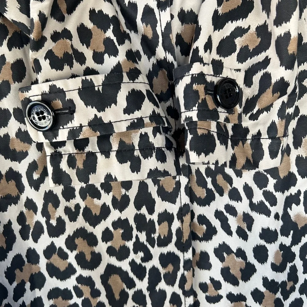 Kate Spade Leopard Print A-line Coat Cotton Blend Size Small Button Up Neutral